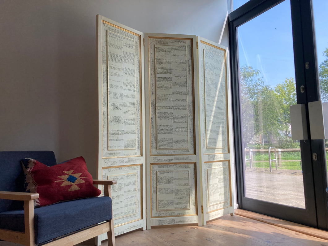 DOILLON Handmade wooden Folding Screen Room Divider dressed in French