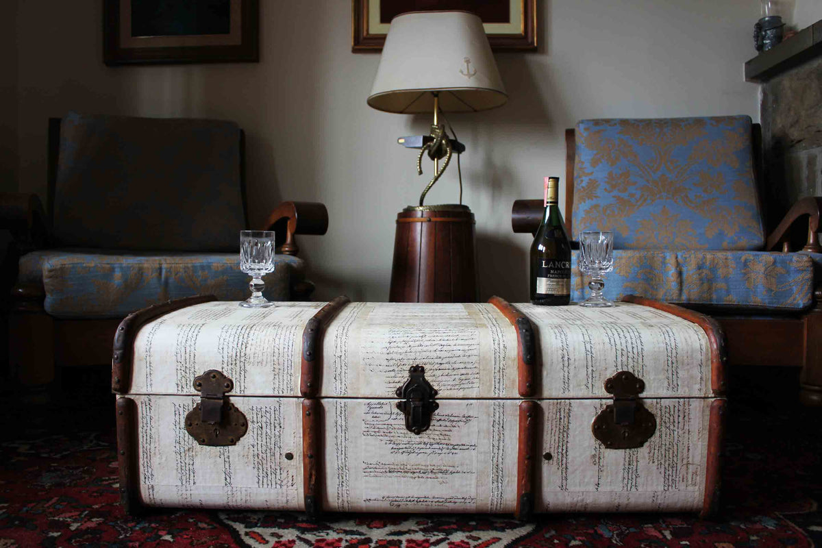 KEITH small Upcycled Vintage Steamer Trunk Coffee table AMFlorence