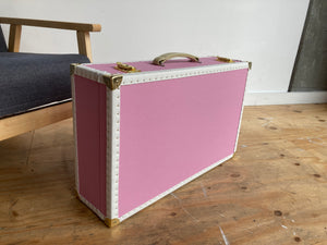 LENNON PINK | Vintage Style Faux Leather Suitcase | Hard-sided storage ideas and unique kids toy box luggage bedside table, nightstand
