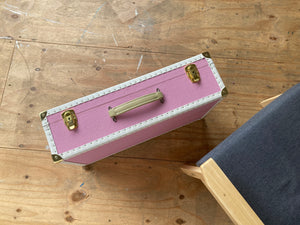 LENNON PINK | Vintage Style Faux Leather Suitcase | Hard-sided storage ideas and unique kids toy box luggage bedside table, nightstand