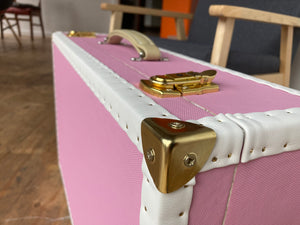 LENNON PINK | Vintage Style Faux Leather Suitcase | Hard-sided storage ideas and unique kids toy box luggage bedside table, nightstand