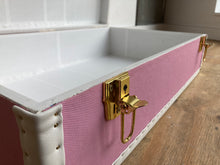 LENNON PINK | Vintage Style Faux Leather Suitcase | Hard-sided storage ideas and unique kids toy box luggage bedside table, nightstand