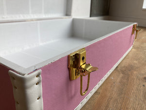 LENNON PINK | Vintage Style Faux Leather Suitcase | Hard-sided storage ideas and unique kids toy box luggage bedside table, nightstand