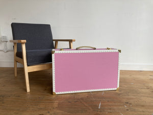 LENNON PINK | Vintage Style Faux Leather Suitcase | Hard-sided storage ideas and unique kids toy box luggage bedside table, nightstand
