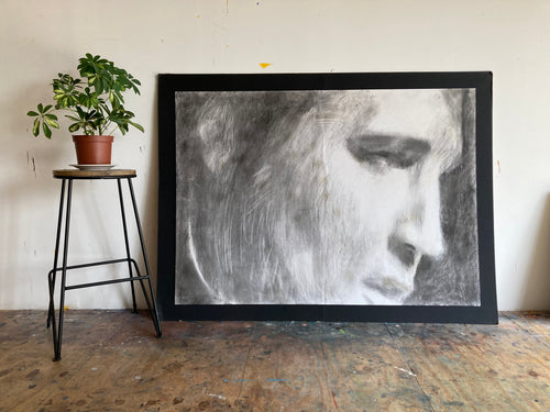 Vegas Elvis | Original charcoal and white pastel large Artwork by Trish Wylie