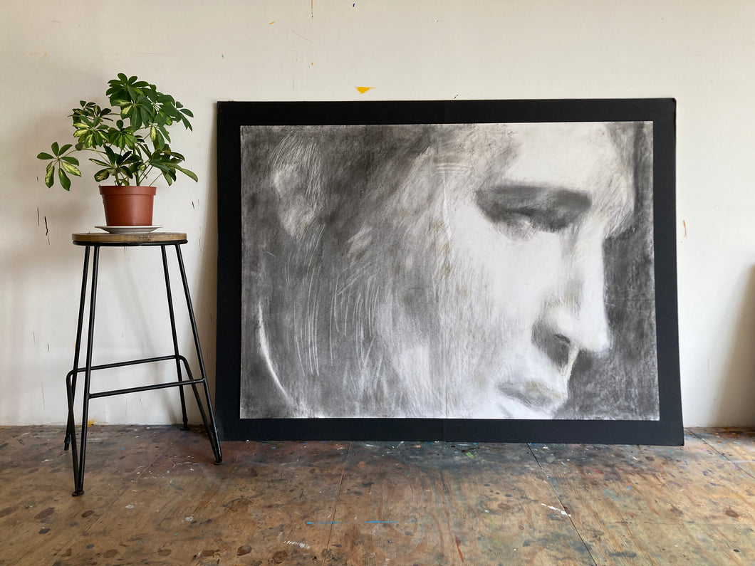 Vegas Elvis | Original charcoal and white pastel large Artwork by Trish Wylie