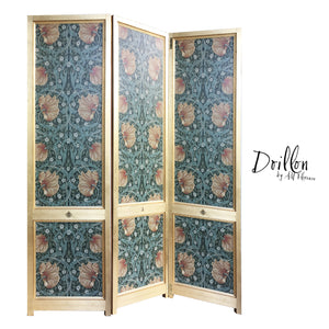 DOILLON vintage Morris wallpaper folding screen room divider made of wood decorative partition by amflorence