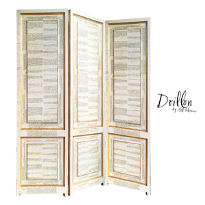 DOILLON vintage folding screen room divider made of wood decorative partition by amflorence