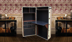 FITZGERALD (White Edition) Desk Cabinet Bookcase Portable Office, steamer trunk cabinet wardrobe desk, AM Florence, AMFlorence