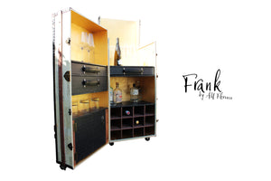 FRANK mid size liquor wine cabinet steamer trunk cocktail bar storage vintage style furniture by amflorence