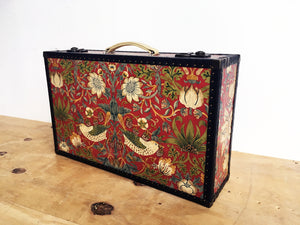 LENNON strawberry thief suitcase vintage style luggage made in London by amflorence front