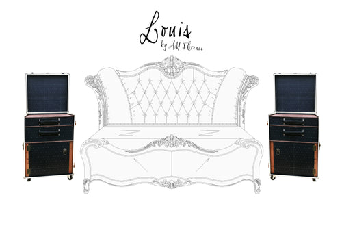 LOUIS (bedroom set) Nightstand Bedside Side Table Steamer Trunk, steamer trunk cabinet wardrobe desk, AM Florence, AMFlorence