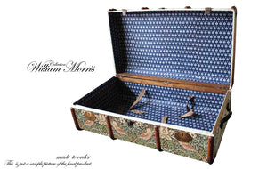 MORRIS Strawberry Thief Wallpaper Upcycled Vintage Steamer Trunk Coffee table, steamer trunk vintage, AM Florence, AMFlorence