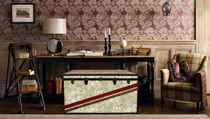 MORRIS Wallpaper Coffee Table Steamer Trunk: Morris GLGR, Furniture Steamer Trunk Coffee Table Storage Chest, AM Florence, AMFlorence