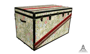 MORRIS Wallpaper Coffee Table Steamer Trunk: Morris GLGR, Furniture Steamer Trunk Coffee Table Storage Chest, AM Florence, AMFlorence