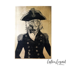 captain leopard A4 neo victorian art victoriana imagery gold gilded artwork retro surreal home decor portraits by amflorence 