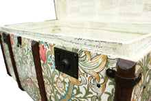 MORRIS Golden Lily Wallpaper Upcycled Vintage Steamer Trunk Coffee table, steamer trunk vintage, AM Florence, AMFlorence